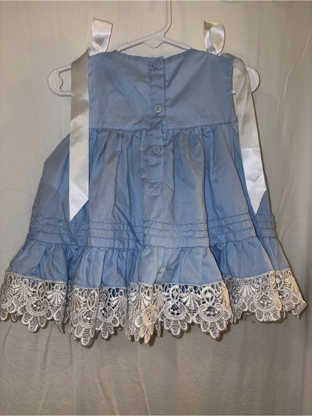 Blue Eyelet Lace-Trim Kids Matching Set